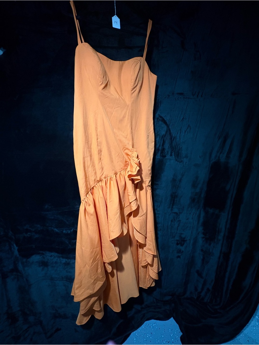 High-Low Ruffle Slip Dress in Orange - Women